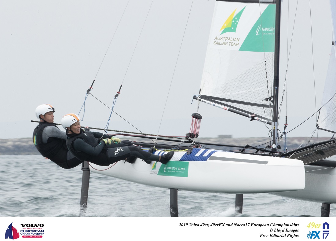 Outteridge siblings make Nacra 17 Medal Race at Europeans in Weymouth