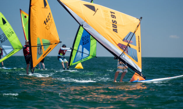 Slalom racing provides tactical and fast-paced racing at Windsurfer Nationals