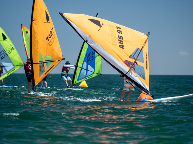 Slalom racing provides tactical and fast-paced racing at Windsurfer Nationals