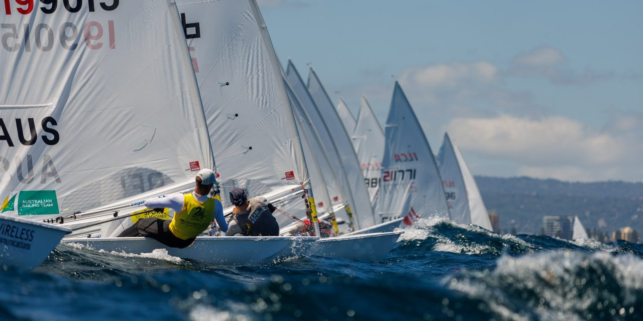 Wearn with one hand on the cup heading into Medal Race