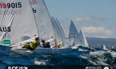 Wearn with one hand on the cup heading into Medal Race